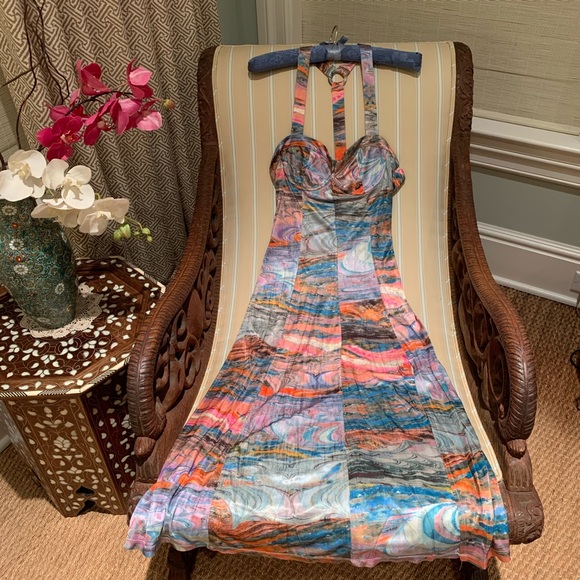 HOST PIC FREE PEOPLE JADE VIBRANT MULTICOLORED MIDI DRESS SIZE S - Picture 6 of 11